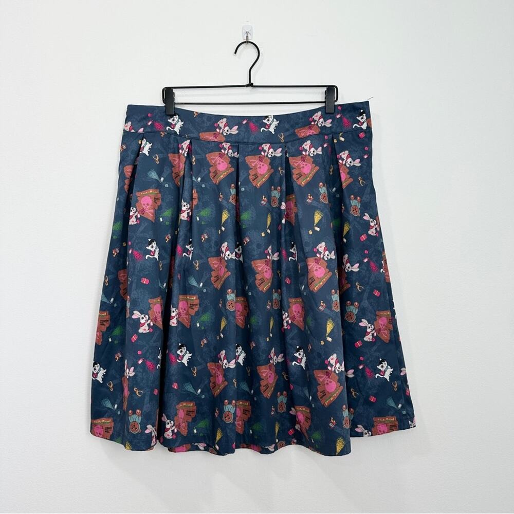 Lindy Bop Pleated Aline Skirt Teddy Bear Rabbit Skull Retro Print size 18